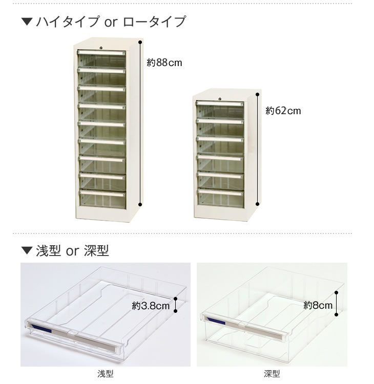 A4クリアトレーキャビネット A4深型9段 1列ハイタイプ／オールロック