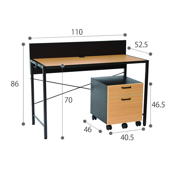 ワークデスクセット モデルノ デスク ワゴン W110 書斎 勉強机 家具の