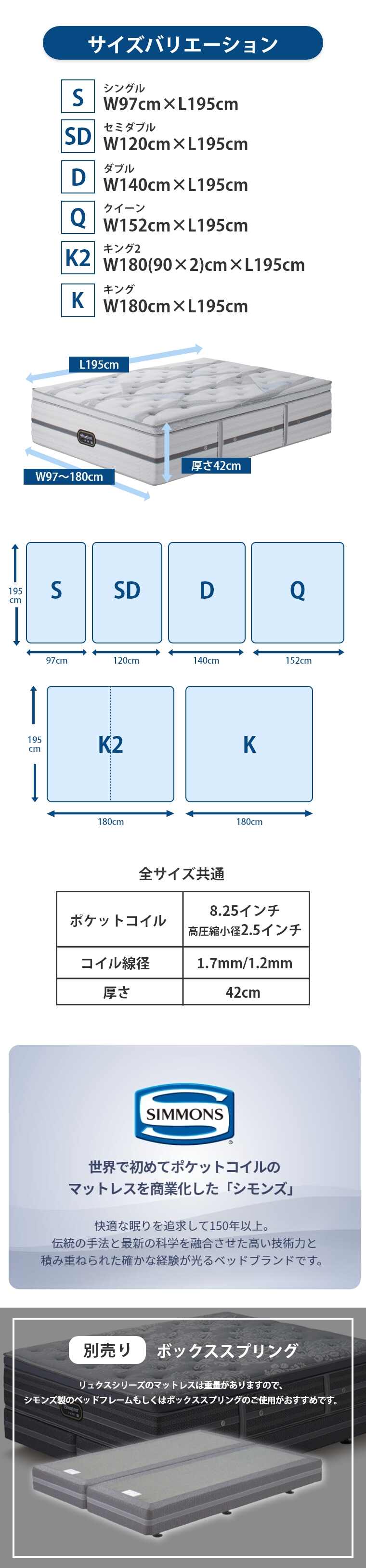 �V�����Y �����N�X �}�b�g���X  �r�����h�V�O�l�`���[�s���[�g�b�v 42cm�� 6.5�C���` �J���ݒu 