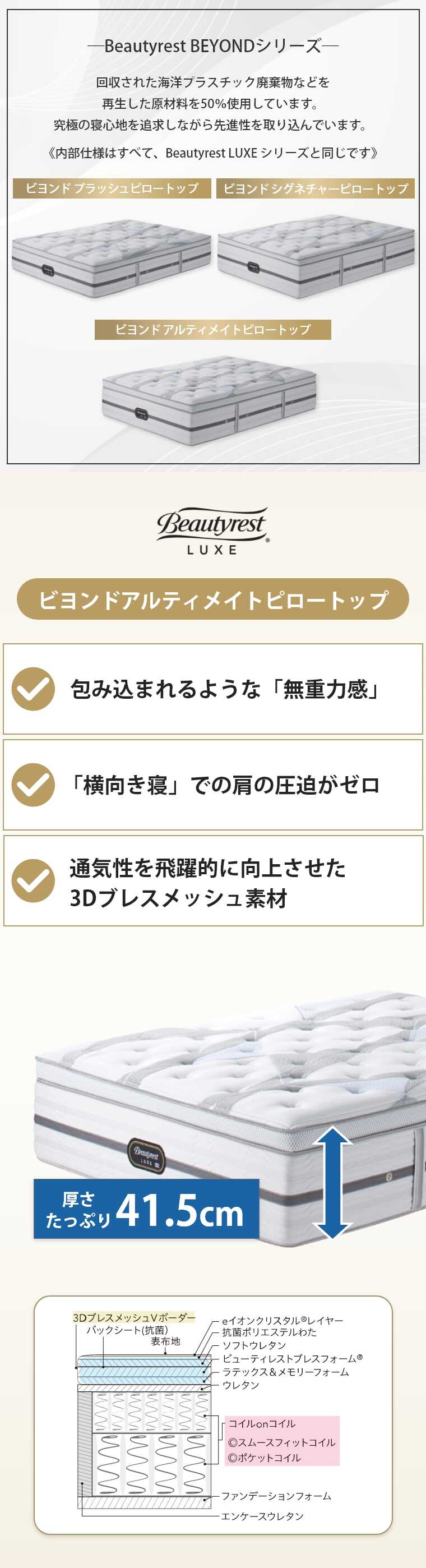 �V�����Y �����N�X �}�b�g���X  �r�����h�A���e�B���C�g�s���[�g�b�v 41.5cm�� 5.5�C���` �J���ݒu