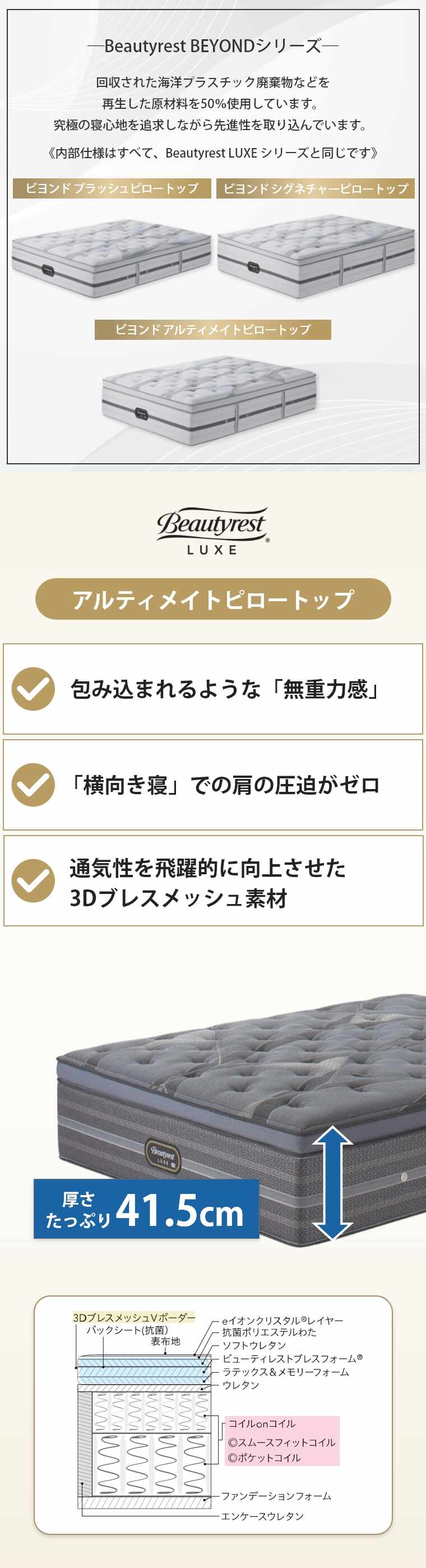 �V�����Y �����N�X �}�b�g���X  �A���e�B���C�g�s���[�g�b�v 41.5cm�� 5.5�C���` �J���ݒu