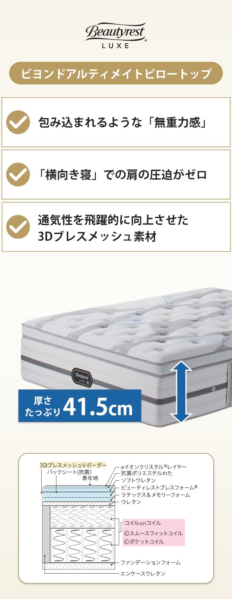 �V�����Y �����N�X �}�b�g���X �r�����h�A���e�B���C�g�s���[�g�b�v�@�{�b�N�X�X�v�����O�Z�b�g S �V���O�� 41.5cm�� 5.5�C���`  �J���ݒu