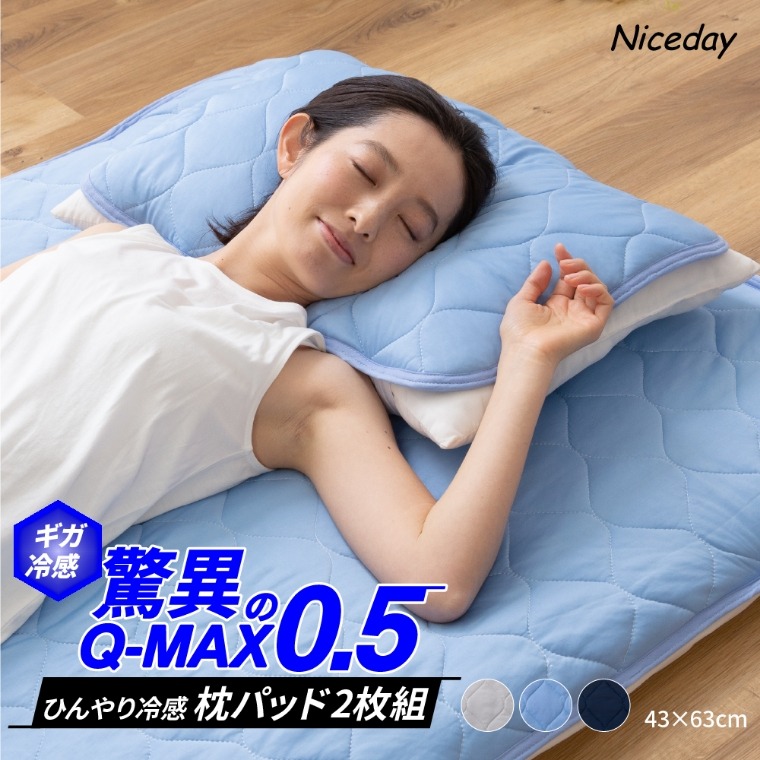 超ひんやり冷感 Q-MAX0.5 枕パッド（43×63cm）2枚組