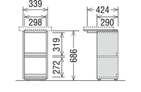 幅が選べる ボナ シェルタ 組合せ型デスク 奥行60cm専用 サイドラック