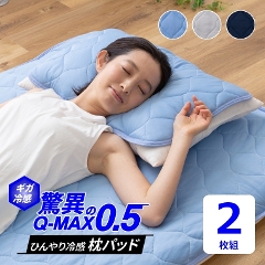 超ひんやり冷感 Q-MAX0.5 枕パッド（43×63cm）2枚組 ナイスデイ（ひんやり/冷感/夏用/接触冷感/丸洗いOK）
