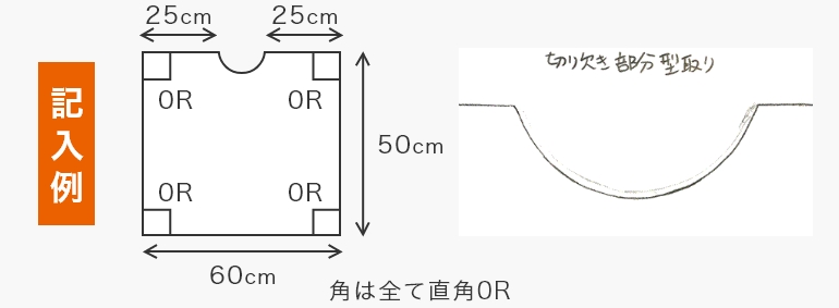 複雑な形の切欠きがあるマットの場合